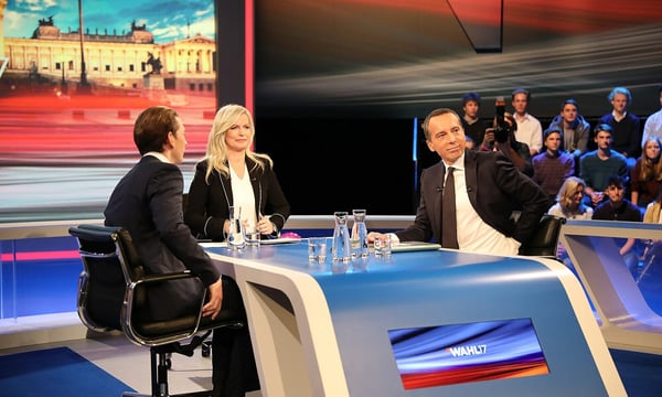 Sebastian Kurz, Claudia Reiter und Christian Kern in einer ORF-Konfrontation. Werden die beiden erneut politische Gegner von FPÖ-Chef Herbert Kickl?