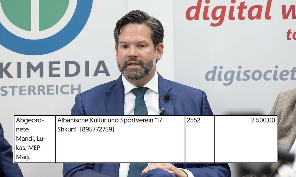 Lukas Mandl (ÖVP) ließ sich anscheinend eine EU-Wahlkampfveranstaltung in Baden vom albanischen Kultur und Sportverein „17 Shkurti“ mit sponsern.