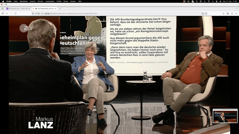 Markus Lanz 23. April — Screenshot / ZDF