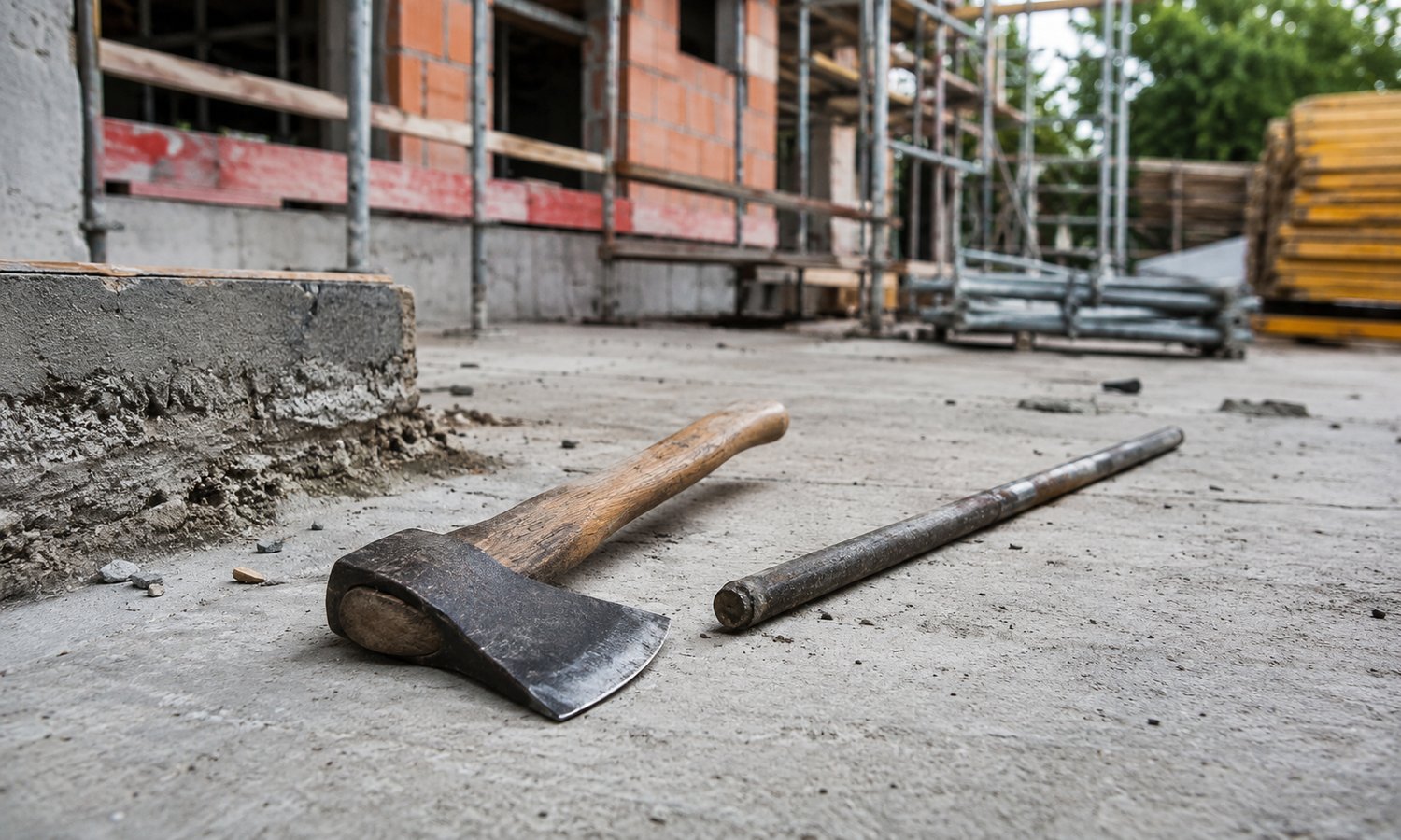 Syrer bedrohte mit Axt und Eisenstange Bauarbeiter — KI-Generiert