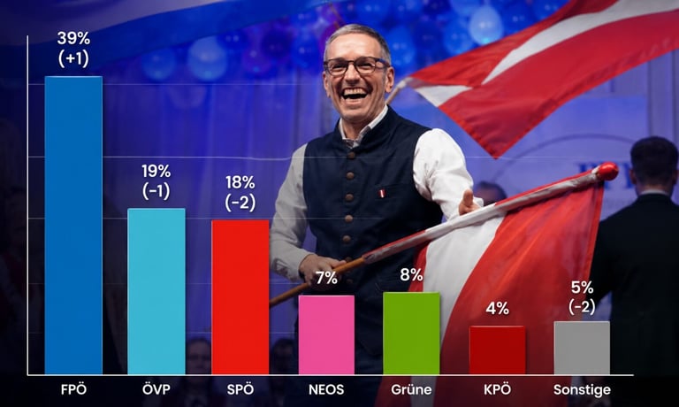 Herbert Kickl und Umfrage-Grafik