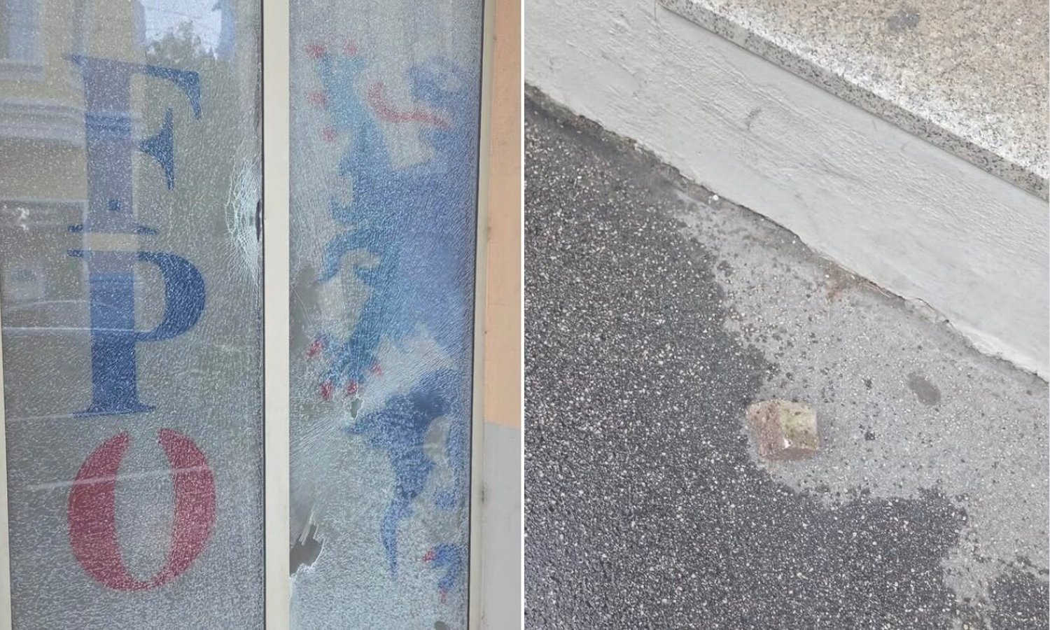 Steinwurf auf FPÖ-Bürgerbüro in Salzburg — Screenshot / Facebook Svazek