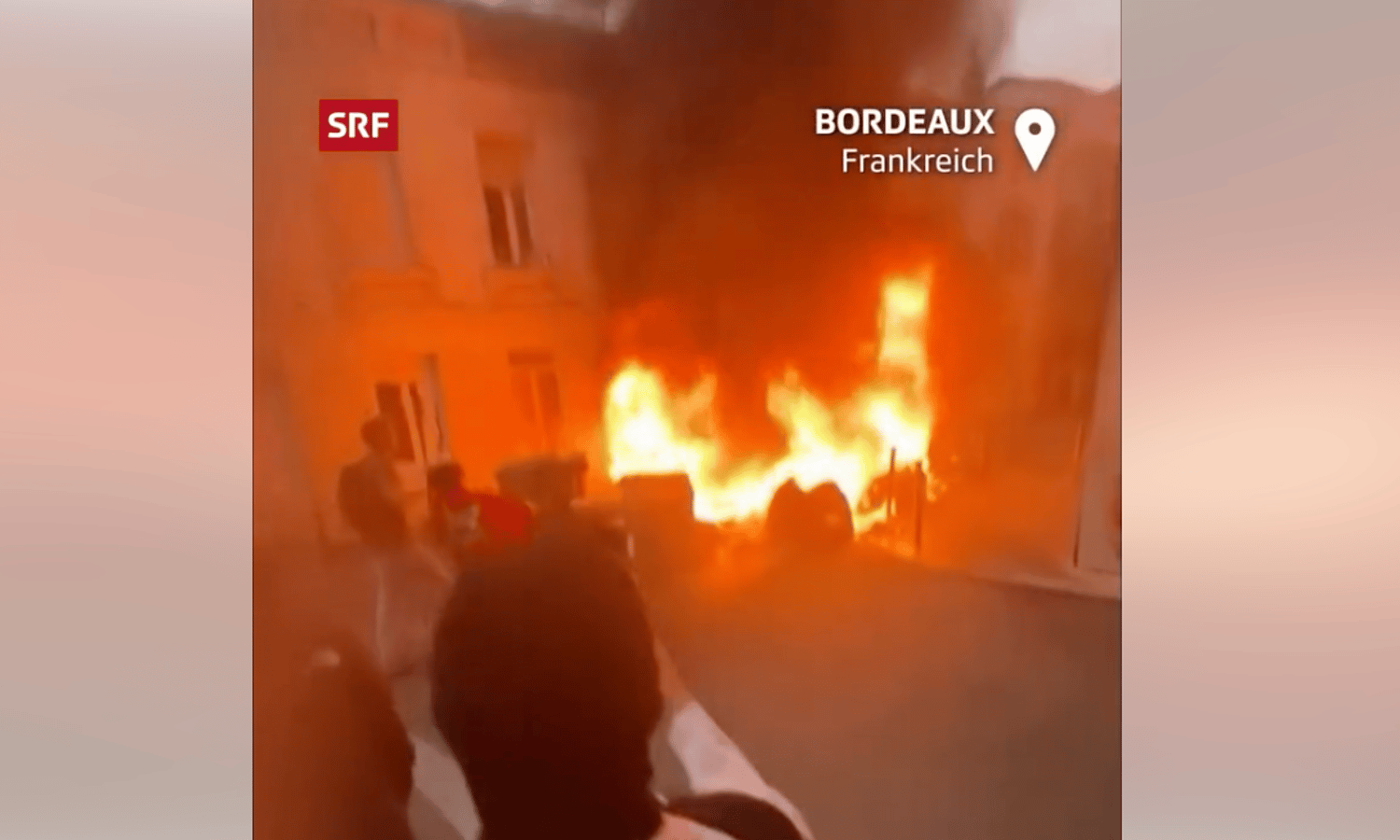 Feuer in Bordeaux — Screenshot / Facebook SRF News