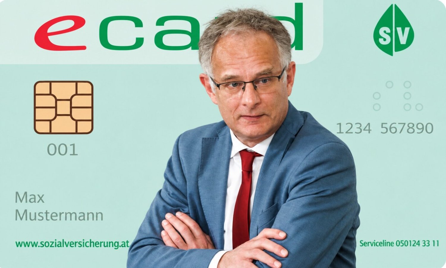 Markus Marterbauer und ecard — Thomas R. Schwarz Design: SV / Wikimedia (PD textlogo) / BKA / Andy Wenzel