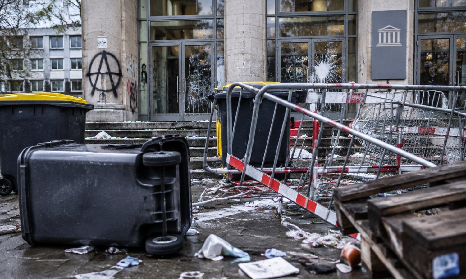 Krawalle an mehreren deutschen Hochschulen — KI-generiert / Unzensuriert