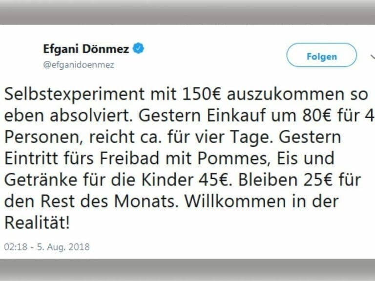 5 Euro pro Tag: ÖVPler kann nicht rechnen — Bild: Auszug aus Twitter-Eintrag von Efgani Dönmez