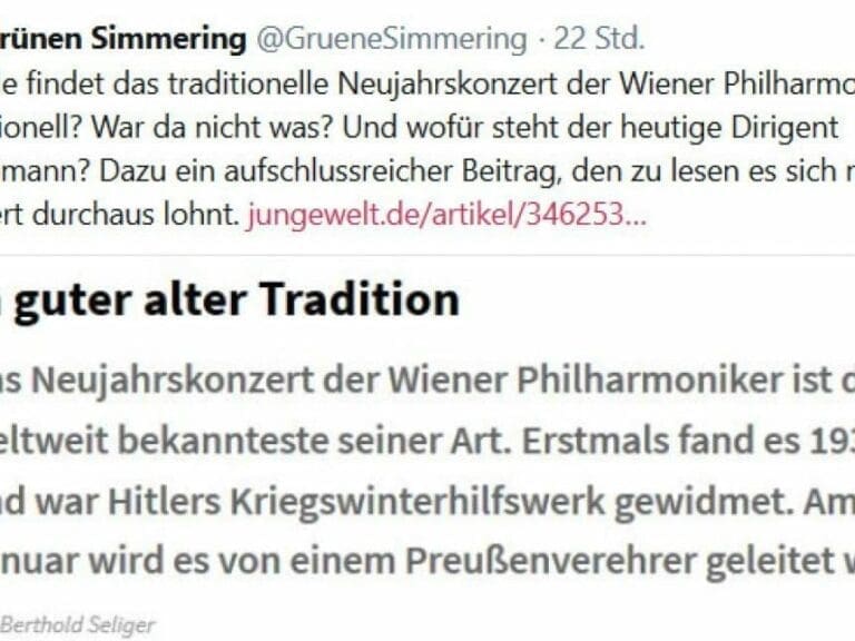 Grüne: Neujahrskonzert war Nazipropaganda — Bild: Screenshot Twitter