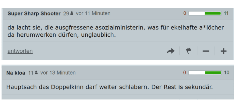 Hetze im "Standard" gegen Sozialministerin — Bild: Screenshot Standardforum