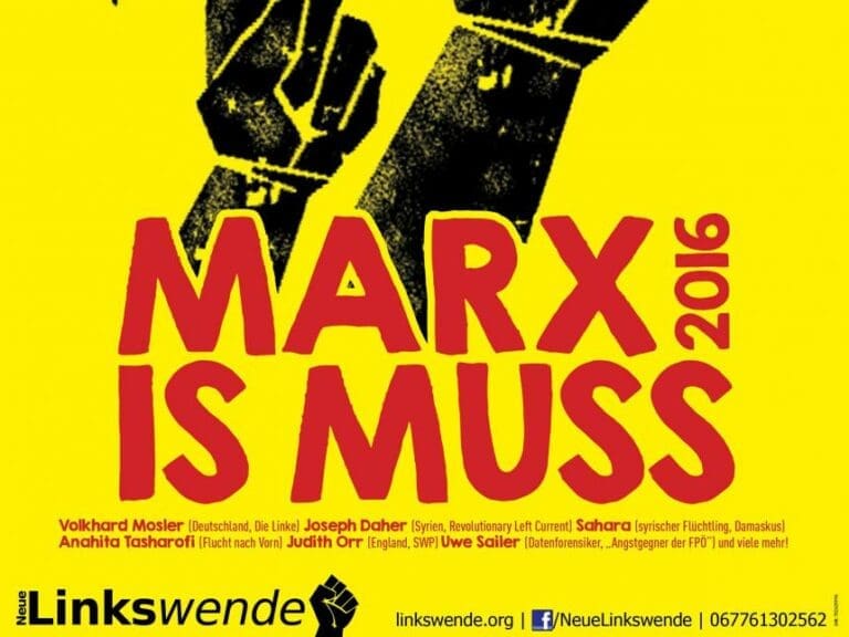 Marx is Muss im ultralinken Amerlinghaus — Bild: Plakatausschnitt Marx is Muss 2016