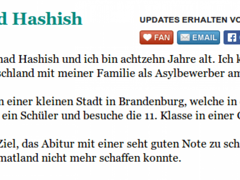 Ahmad Hashish: Der nächste Wutflüchtling, der sein Gastland beleidigt! — Bild: Screenshot "Huffington Post"