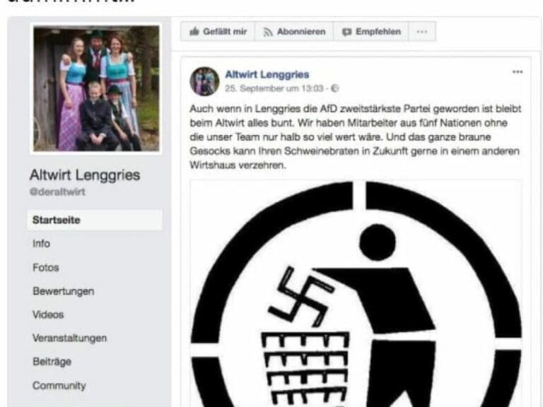 Wirt in bayerischem Luftkurort will keine AfD-Wähler als Gäste — Bild: Screenshot / Twitter @IQ_Stimulator