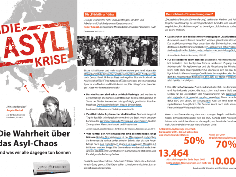 Faltblatt mit “rechten Botschaften” in Hochburg der Willkommenskultur beschäftigt Journalisten, Polizei und Staatsschutz — Bild: Junge Freiheit