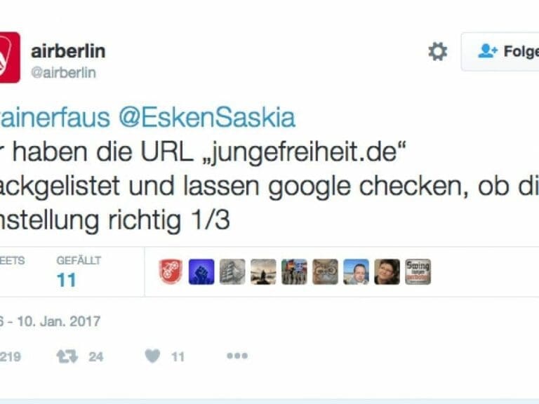 Shitstorm gegen Air Berlin wegen Zensur — Bild: Screenshot Privat