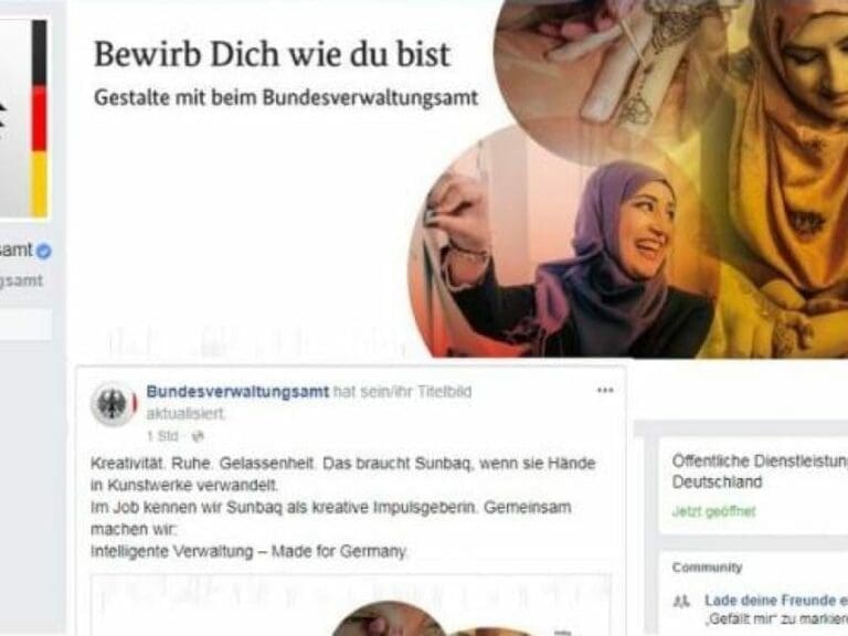Aufregung um kopftuchtragende Moslemin in Kampagne des Bundesverwaltungsamtes — Bild: Screenshot / Facebook Bundesverwaltungsamt