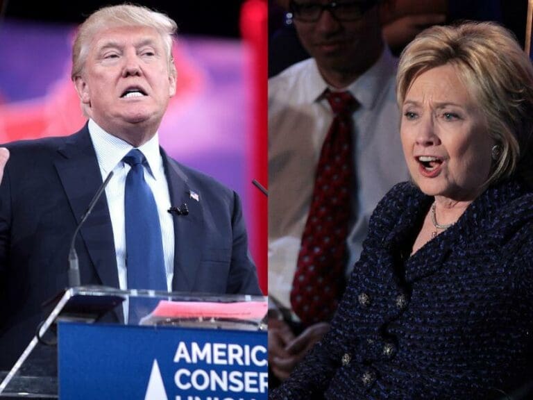 Bumerang für Clinton bei US-Wahl-Nachzählung — Bild: Krassotkin (derivative), Gage Skidmore (Donald Trump), Gage Skidmore (Hillary Clinton) / Wikimedia CC BY-SA 3.0