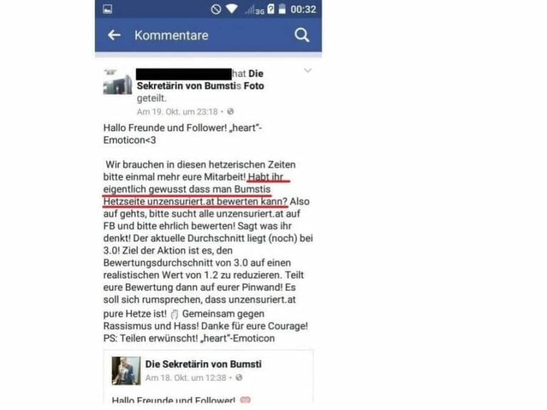 Linke Facebook-Hetze gegen unzensuriert.at — Bild: Screenshot / Facebook