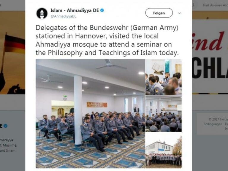 Bundeswehr bei Islam-Seminar in Moschee — Bild: Screenshot / Twitter @AhmadiyyaDE