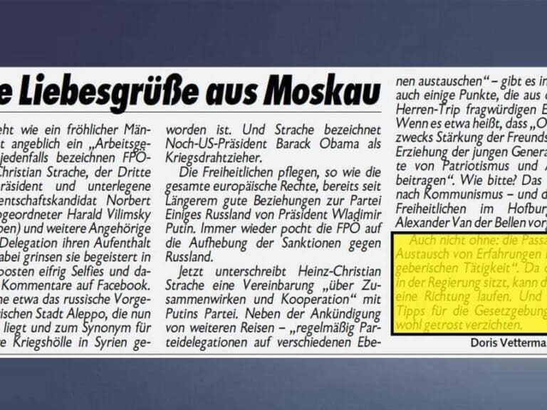FPÖ-Besuch in Moskau: "Krone" blamiert sich — Bild: Screenshot Kronen Zeitung