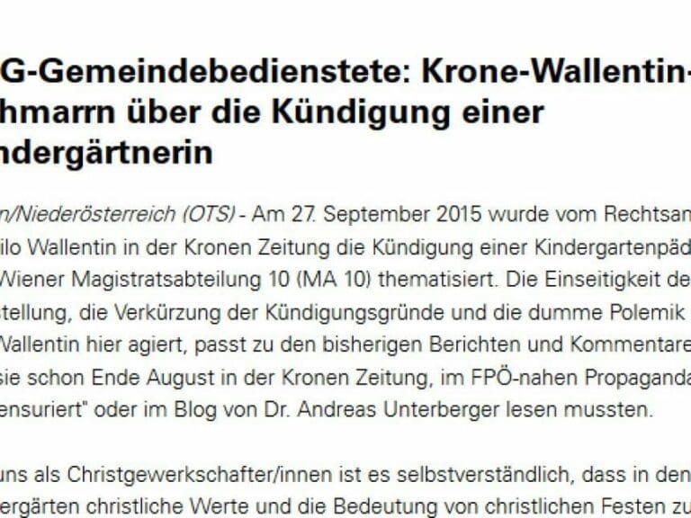 Schwarze Gewerkschaft legt sich mit Medien an — Bild: Screenshot ots.at