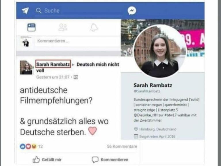 Linksjugend will "Deutsche sterben sehen" — Bild: Screenshot / Twitter @Meike_1683