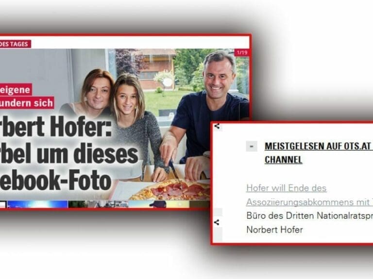 Was linke Medien bei der FPÖ für relevant halten — Bild: Screenshot oe24.at, ots.at