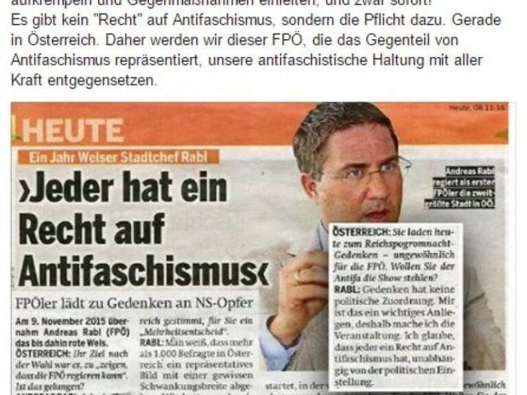 Grüner: "FPÖ = Gegenteil von Antifaschismus" — Bild: unzensuriert.at