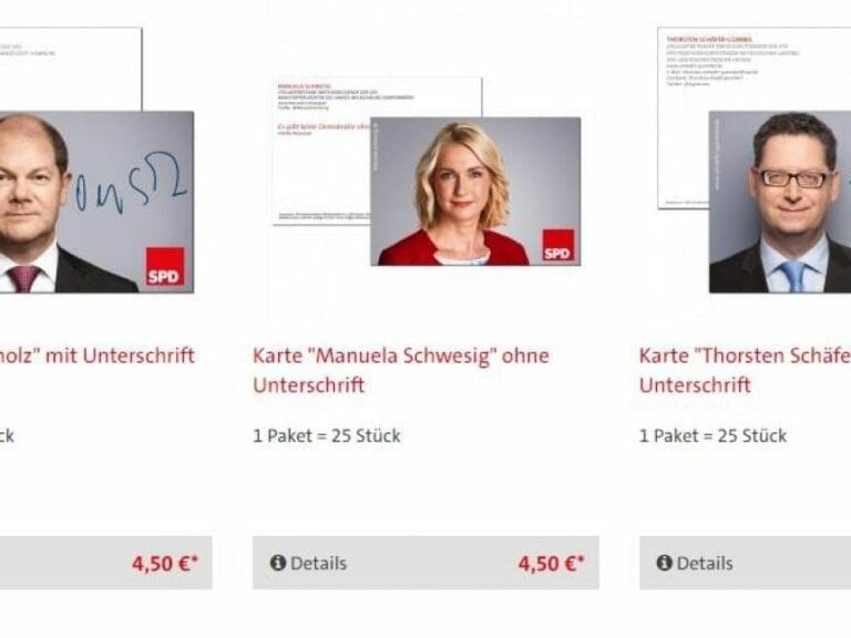 Soziale Gerechtigkeit? SPD verkauft dem Volk Werbematerialien um teures Geld — Bild: Screenshot / Shop SPD