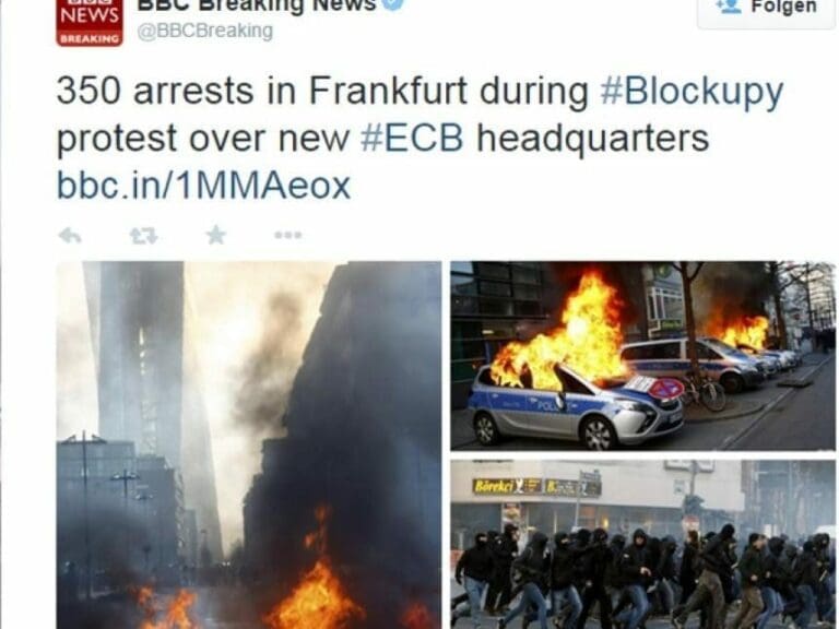 Frankfurt in Schutt und Asche — Bild: twitter / screenshot BBC
