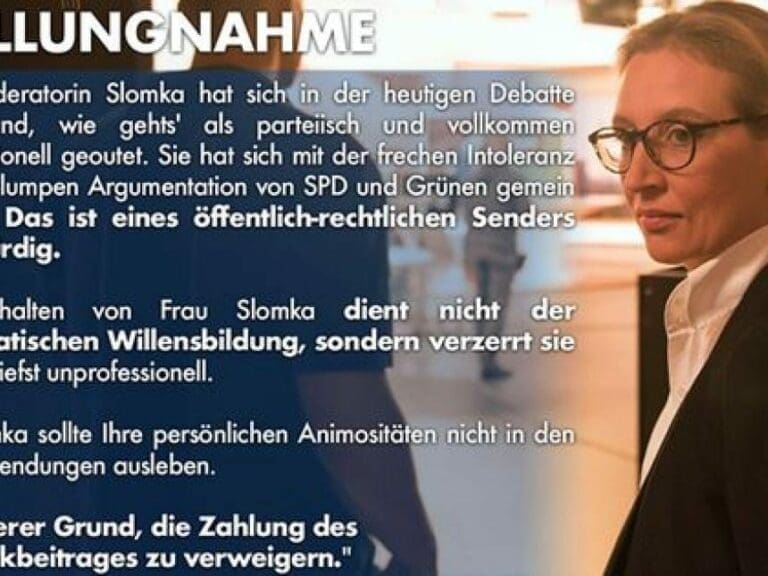 Eklat im ZDF: Alice Weidel lässt sich Heruntermachen der AfD nicht gefallen und geht — Bild: Alice Weidel / Facebook