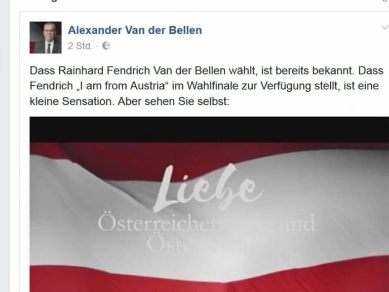 "I am from Austria": Für VdB ja - für FPÖ Nein — Bild: Screenshot Facebook