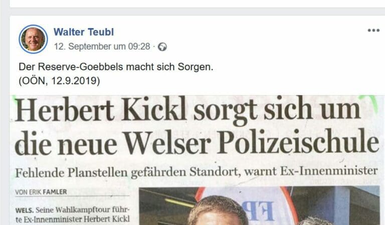 Grüner beschimpft Kickl als „Reserve-Goebbels“ — Screenshot Facebook