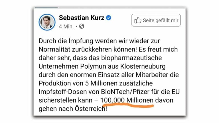 Gelächter um Kurz-Ansage bei Impfdosen — Screenshot Facebook