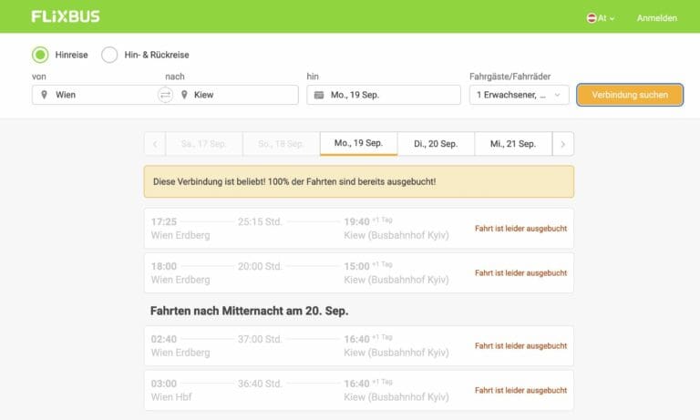Screenshot / Flixbus-Homepage — Screenshot / Flixbus-Homepage