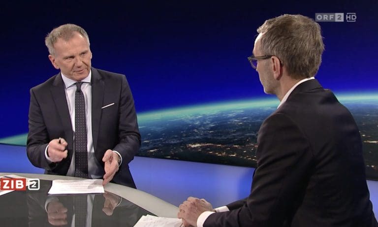 Armin Wolf und Herbert Kickl in der ZIB2 am 18.1.2023 — Screenshot / ORF