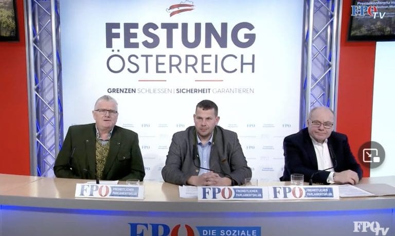 Michael Eischer, Peter Schmiedlechner, Ronald Walter. — Screenshot / FPÖ TV
