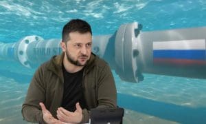 Wolodymyr Selenskyj und Nord Stream — depositphotos.com / PRESIDENT OF UKRAINE VOLODYMYR ZELENSKYY Official website / Wikimedia (CC BY 4.0)
