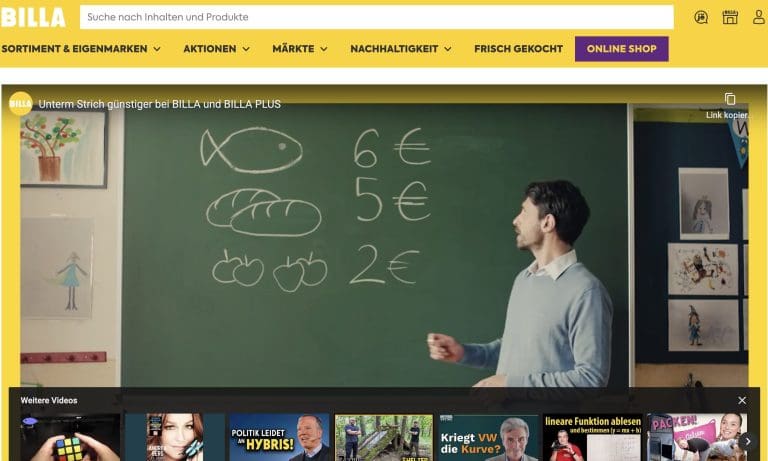 Screenshot : Billa Webseite — Screenshot / Billa Webseite
