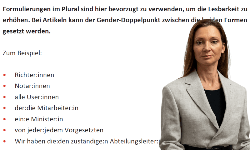 Susanne Fürst und Gender-Regeln des Justizministeriums