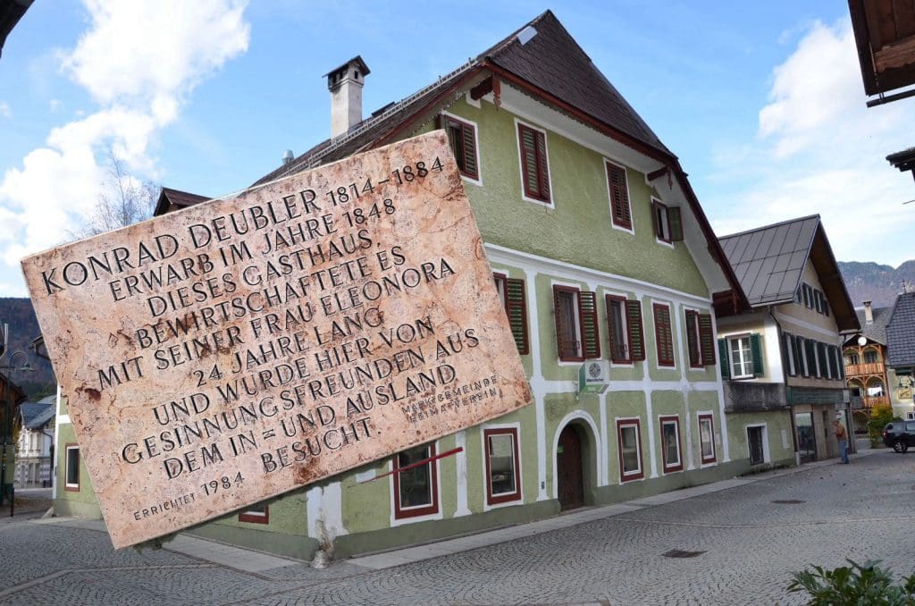 Gasthaus von Konrad Deubler mit Gedenktafel