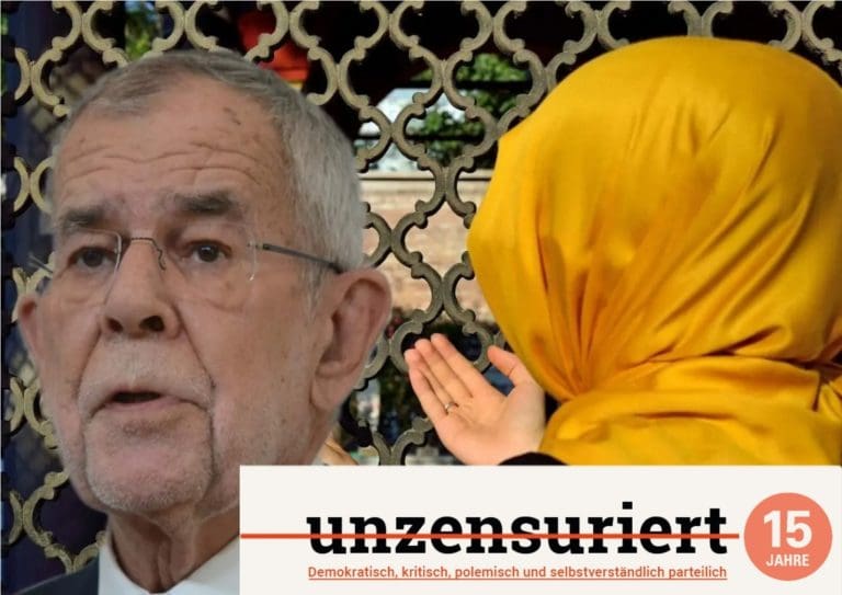 Van der Bellen und Frau mit Kopftuch — depositphotos.com / unzensuriert.at
