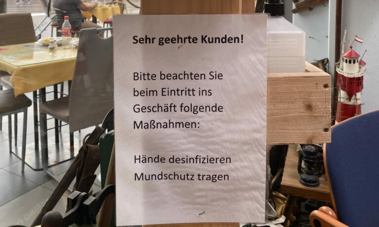 Aushang im Fischlokal — unzensuriert