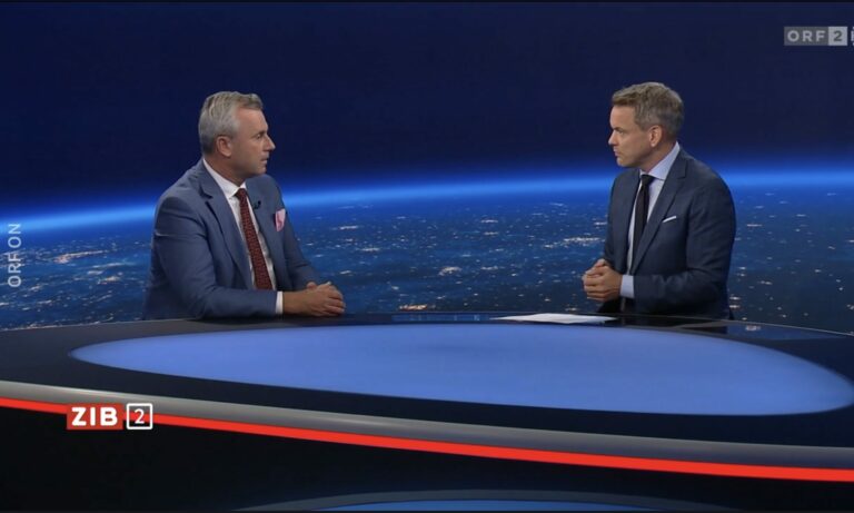 Norbert Hofer und Tobias Pötzelsberger, ZIB2 — Screenshot / ORF ON