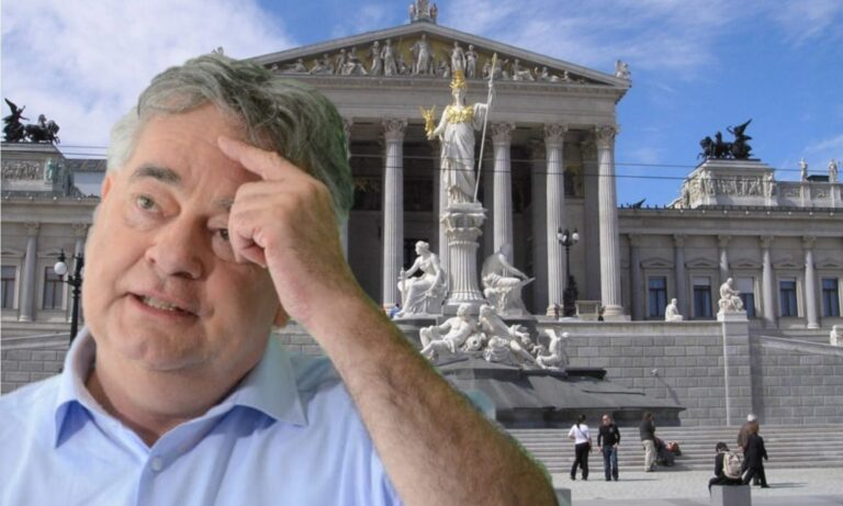 Werner Kogler und Parlament —  Gryffindor / Wikimedia CC BY-SA 3.0