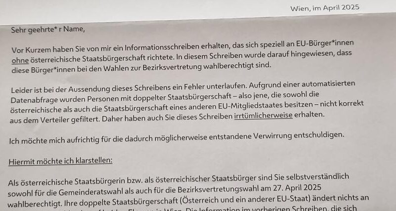 Schreiben von BV Zankl