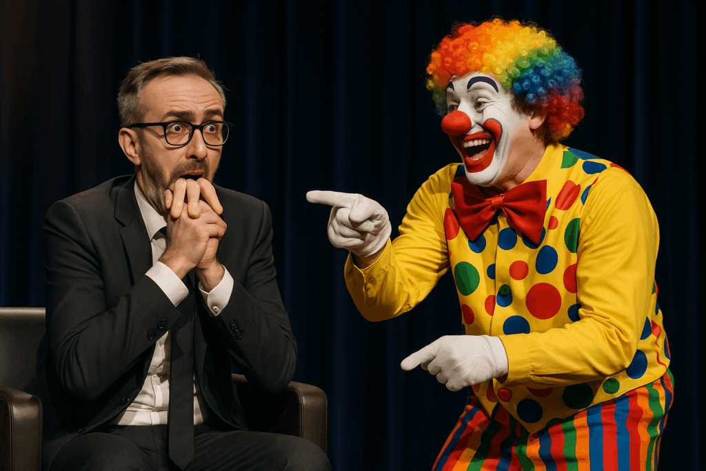 Moderator und Clown
