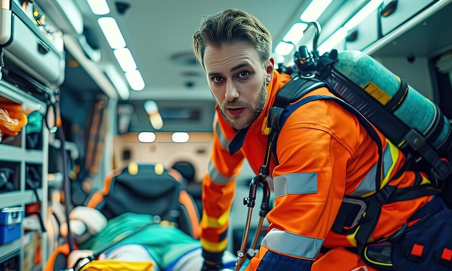 Rettungsfahrer mit Patienten