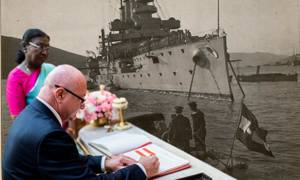 Stocker in Indien und Kriegsschiff